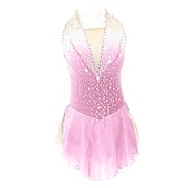 abordables Vestidos de Patinaje Artístico-Vestido de patinaje artístico Mujer Chica Patinaje Sobre Hielo Vestidos Accesorios Púrpula Claro Rosado morado Amarillo y amarillo Espalda Abierta Licra Microelástico Entrenamiento Ropa de Patinaje