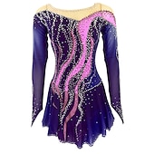 ieftine Rochii de patinaj artistic-Rochie de Patinaj Artistic Pentru femei Fete Πατινάζ στο πάγο Rochii Ținute Yan roz Violet Alb / Alb Deschide Înapoi Spandex Înaltă Elasticitate Antrenament Ținută Patinaj Confecționat Manual Mat