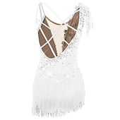 preiswerte Eiskunstlaufkleider-Eiskunstlaufkleid Damen Mädchen Eislaufen Kleider Schwarz Weiß Gelb Kreuz und quer Quaste Gitter Spandex Hochelastisch Wettbewerb Eiskunstlaufkleidung Ärmellos Latintanz Eislaufen Wintersport