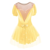 baratos Vestidos de Patinação Artística-Vestidos para Patinação Artística Mulheres Para Meninas Patinação no Gelo Vestidos Roupa Branco Leite Vermelho Escuro Amarelo e amarelo Elastano Elasticidade Alta Competição Roupa para Patinação