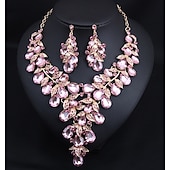 voordelige Sieradensets-Bruidssieradensets 1 set Kristal Strass Legering 1 Ketting Oorbellen Dames Uitspraak Kleurrijk Schattig Zin in hebben Bloem Onregelmatig Sieraden set Voor Bruiloft Feest