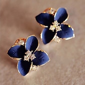 abordables Boucles d&#039;oreilles-1 paire Boucles d&#039;oreille Clou For Femme Soirée Casual du quotidien Strass Plaqué or Floral Fleur Camélia