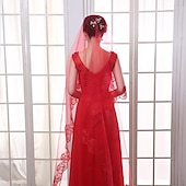 economico Veli sposa-1 strato Classico / Di pizzo Veli da sposa Velo lungo (a terra) con Tinta unita / A fantasia POLY / Di pizzo