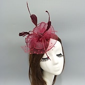 preiswerte Faszinator-Fascinators Kentucky Derby Hut Kopfbedeckung Federn Netz Fischerhut Hochzeit besonderer Anlass Damentag Melbourne Cup Cocktail mit Federn Rüschen Kopfbedeckung Kopfbedeckung