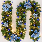 halpa Seppeleet, Kukkaketjut &amp; Koristeet-2,7m joulukoristeet seppele valoseppeleellä portaille joulukuusi viiniköynnöksen koristelu salaus ylellinen riipus joulukuusi festivaalikoristeet kulta ja punainen seppele setti