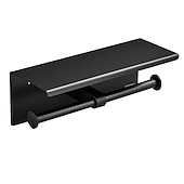 cheap Bathroom Accessory Set-Toilet Paper Holder Multifunction Stainless Steel Bathroom Shelf Double Rods Wall Mounted 1pc