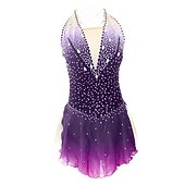 abordables Vestidos de Patinaje Artístico-Vestido de patinaje artístico Mujer Chica Patinaje Sobre Hielo Vestidos Accesorios Púrpula Claro Rosado morado Amarillo y amarillo Espalda Abierta Licra Microelástico Entrenamiento Ropa de Patinaje