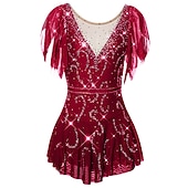 お買い得  フィギュアスケートドレス-フィギュアスケート ドレス 女性用 女の子 アイススケート ドレス セット バイオレット ブラック ホワイト オープンバック スパンデックス ストレッチヤーン 高弾性 訓練 競技大会 スケートウェア 手作り ソリッド クラシック クリスタル・ラインストーン 半袖 アイススケート フィギュアスケート