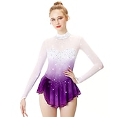 cheap Figure Skating Dresses-Figure Skating Dress Women's Girls' Ice Skating Dress Outfits Yan pink Golden yellow Violet Halo Dyeing Spandex Stretch Yarn Lace High Elasticity Professional Competition Skating Wear Handmade Fashion
