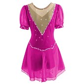 levne Šaty na krasobruslení-Šaty na bruslení Dámské Buz Pateni Šaty Narůžovělá Fialová Bílá / bílá Síťka Spandex Volnočasové sporty Trénink Soutěž Bruslařské oblečení Ručně vyrobeno Krátký rukáv Brusle / Štras