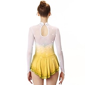 cheap Figure Skating Dresses-Figure Skating Dress Women's Girls' Ice Skating Dress Outfits Yan pink Golden yellow Violet Halo Dyeing Spandex Stretch Yarn Lace High Elasticity Professional Competition Skating Wear Handmade Fashion