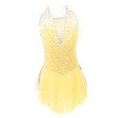 abordables Vestidos de Patinaje Artístico-Vestido de patinaje artístico Mujer Chica Patinaje Sobre Hielo Vestidos Accesorios Púrpula Claro Rosado morado Amarillo y amarillo Espalda Abierta Licra Microelástico Entrenamiento Ropa de Patinaje