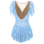 お買い得  フィギュアスケートドレス-フィギュアスケート ドレス 女性用 女の子 アイススケート ドレス セット バイオレット ブラック ホワイト オープンバック スパンデックス ストレッチヤーン 高弾性 訓練 競技大会 スケートウェア 手作り ソリッド クラシック クリスタル・ラインストーン 半袖 アイススケート フィギュアスケート