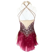 abordables Vestidos de Patinaje Artístico-Vestido de patinaje artístico Mujer Chica Patinaje Sobre Hielo Vestidos Accesorios Púrpula Claro Rosado morado Amarillo y amarillo Espalda Abierta Licra Microelástico Entrenamiento Ropa de Patinaje