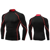 cheap Men&#039;s Active Tees &amp; Tanks-Men&#039;s Compression Shirt Running Shirt Long Sleeve Base Layer Summer Breathable Quick Dry Moisture Wicking Power Flex Fitness Gym Workout Running Sportswear Activewear Dark Grey Black White