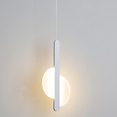 cheap Island Lights-20 cm LED Pendant Light Nordic Black Hanging Light with White Lampshade Dining Room Office Bedroom Simple Geometric Metal Black LED Modern 220-240V