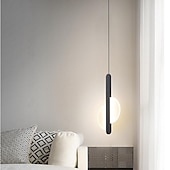 cheap Island Lights-20 cm LED Pendant Light Nordic Black Hanging Light with White Lampshade Dining Room Office Bedroom Simple Geometric Metal Black LED Modern 220-240V