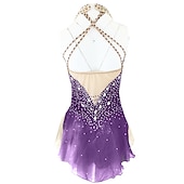 abordables Vestidos de Patinaje Artístico-Vestido de patinaje artístico Mujer Chica Patinaje Sobre Hielo Vestidos Accesorios Púrpula Claro Rosado morado Amarillo y amarillo Espalda Abierta Licra Microelástico Entrenamiento Ropa de Patinaje