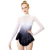 cheap Figure Skating Dresses-Figure Skating Dress Women's Girls' Ice Skating Dress Outfits Yan pink Golden yellow Violet Halo Dyeing Spandex Stretch Yarn Lace High Elasticity Professional Competition Skating Wear Handmade Fashion