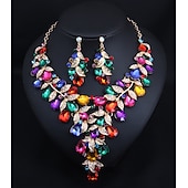voordelige Sieradensets-Bruidssieradensets 1 set Kristal Strass Legering 1 Ketting Oorbellen Dames Uitspraak Kleurrijk Schattig Zin in hebben Bloem Onregelmatig Sieraden set Voor Bruiloft Feest
