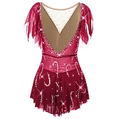 お買い得  フィギュアスケートドレス-フィギュアスケート ドレス 女性用 女の子 アイススケート ドレス セット バイオレット ブラック ホワイト オープンバック スパンデックス ストレッチヤーン 高弾性 訓練 競技大会 スケートウェア 手作り ソリッド クラシック クリスタル・ラインストーン 半袖 アイススケート フィギュアスケート