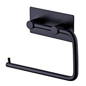 economico Set di accessori da bagno-il set di accessori per il bagno in acciaio inossidabile include portarotolo multifunzione e ganci per accappatoio 4 pezzi nero opaco senza punzonatura e argento spazzolato con adesivo a forte