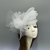 billige Coiffer-fascinators kentucky derby lue hodeplagg fjær nett bøtte lue bryllup spesiell anledning damedag melbourne kopp cocktail med sløyfer hette hodeplagg hodeplagg