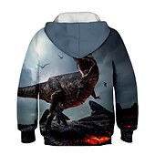 cheap Boy&#039;s 3D Animals-Kids Boys Girls Hoodie Pullover Cat Dinosaur Animal 3D Print Long Sleeve Kid Top Casual 2-12 Years Winter White Red Blue