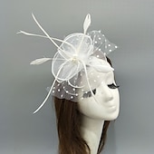 preiswerte Faszinator-Fascinators Kentucky Derby Hut Kopfbedeckung Federn Netz Fischerhut Hochzeit besonderer Anlass Damentag Melbourne Cup Cocktail mit Federn Rüschen Kopfbedeckung Kopfbedeckung