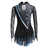 levne Šaty na krasobruslení-Šaty na bruslení Dámské Dívčí Buz Pateni Šaty Úbory Černá Fialová Nebeská modř Spandex Krajka Volnočasové sporty Soutěž Bruslařské oblečení Ručně vyrobeno Jednobarevné Módní Dlouhý rukáv Bruslen