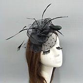 preiswerte Faszinator-Fascinators Kentucky Derby Hut Kopfbedeckung Federn Netz Fischerhut Hochzeit besonderer Anlass Damentag Melbourne Cup Cocktail mit Federn Rüschen Kopfbedeckung Kopfbedeckung