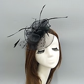 preiswerte Faszinator-Fascinators Kentucky Derby Hut Kopfbedeckung Federn Netz Fischerhut Hochzeit besonderer Anlass Damentag Melbourne Cup Cocktail mit Federn Rüschen Kopfbedeckung Kopfbedeckung
