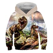 cheap Boy&#039;s 3D Animals-Kids Boys Girls Hoodie Pullover Cat Dinosaur Animal 3D Print Long Sleeve Kid Top Casual 2-12 Years Winter White Red Blue