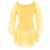 abordables Robes de Patinage Artistique-Robe de Patinage Artistique Femme Fille Patinage Robes Tenue Rose clair Blanc / Blanc Jaune et jaune Dos ouvert Spandex Micro-élastique Entraînement Tenue de Patinage Fait à la main Classique Cristal