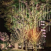 cheap Plug String Lights-4 Packs Falling Rain Lights Meteor Shower Lights Christmas Lights 30cm 32 Tube 576 LEDs Falling Rain Drop Icicle String Lights for Christmas Trees Halloween Decoration Holiday Wedding