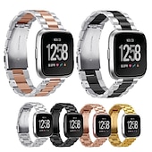 זול להקות שעונים של Fitbit-רצועת מתכת 1 יחידה עבור fitbit versa 2/versa/versa lite מהדורת החלפת רצועת פלדת אל חלד מוצקה צמיד עסקי תואם לשעון חכם fitbit versa