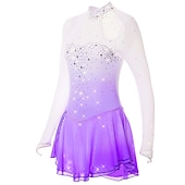 cheap Figure Skating Dresses-Figure Skating Dress Women's Girls' Ice Skating Dress Outfits Yan pink Golden yellow Violet Halo Dyeing Spandex Stretch Yarn Lace High Elasticity Professional Competition Skating Wear Handmade Fashion