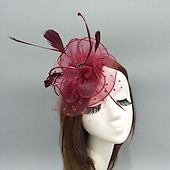 preiswerte Faszinator-Fascinators Kentucky Derby Hut Kopfbedeckung Federn Netz Fischerhut Hochzeit besonderer Anlass Damentag Melbourne Cup Cocktail mit Federn Rüschen Kopfbedeckung Kopfbedeckung