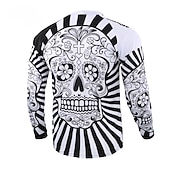 ieftine Tricouri pentru bărbați-Bărbați Jersey de ciclism Downhill Jersey Jachetă Dirt Bike Cranii Cu model Craniu de zahăr Manșon Lung Bicicletă Jerseu Topuri cu 3 buzunare spate Ciclism montan Ciclism stradal Termic cald