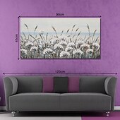 preiswerte Blumen-/Botanische Gemälde-Hang-Ölgemälde Handgemalte Horizontal Abstrakt Landschaft Blumenmuster / Botanisch Modern Fügen Innenrahmen / Gestreckte Leinwand