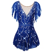 お買い得  フィギュアスケートドレス-フィギュアスケート ドレス 女性用 女の子 アイススケート ドレス セット バイオレット ブラック ホワイト オープンバック スパンデックス ストレッチヤーン 高弾性 訓練 競技大会 スケートウェア 手作り ソリッド クラシック クリスタル・ラインストーン 半袖 アイススケート フィギュアスケート