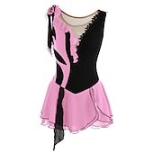preiswerte Eiskunstlaufkleider-Eiskunstlaufkleid Damen Mädchen Eislaufen Kleider Austattungen Yan-pink  Violett Wie im Bild Patchwork Asymmetrischer Saum Gitter Spandex Hochelastisch Praxis Professionell Wettbewerb