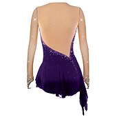 olcso Műkorcsolya ruhák-Kűrruha Női Lány Klizanje na ledu Ruhák Felszerelések Narancssárga piros Ibolya Sárga Aszimmetrikus szegély Háló Spandex Verseny Kűrruhák Divat Hosszú ujj Jégkorcsolyázás Műkorcsolyázás