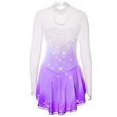 cheap Figure Skating Dresses-Figure Skating Dress Women's Girls' Ice Skating Dress Outfits Yan pink Golden yellow Violet Halo Dyeing Spandex Stretch Yarn Lace High Elasticity Professional Competition Skating Wear Handmade Fashion