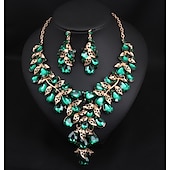 voordelige Sieradensets-Bruidssieradensets 1 set Kristal Strass Legering 1 Ketting Oorbellen Dames Uitspraak Kleurrijk Schattig Zin in hebben Bloem Onregelmatig Sieraden set Voor Bruiloft Feest