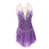 abordables Vestidos de Patinaje Artístico-Vestido de patinaje artístico Mujer Chica Patinaje Sobre Hielo Vestidos Accesorios Púrpula Claro Rosado morado Amarillo y amarillo Espalda Abierta Licra Microelástico Entrenamiento Ropa de Patinaje