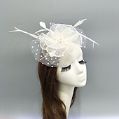 preiswerte Faszinator-Fascinators Kentucky Derby Hut Kopfbedeckung Federn Netz Fischerhut Hochzeit besonderer Anlass Damentag Melbourne Cup Cocktail mit Federn Rüschen Kopfbedeckung Kopfbedeckung