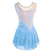 voordelige Schaatsjurken-Kunstschaatsjurk Dames Voor meisjes Schaatsen Jurken Wit / Wit Geel en geel Donker paars Asymetrische zoom Netstof Spandex Hoge Elasticiteit Wedstrijd Kunstschaatskleding Kristal / Bergkristal