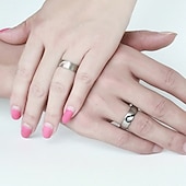 preiswerte Herrenschmuck &amp; Halsketten &amp; Ringe-Herren Damen 2St Manschettenknöpfe Eheringe Bandring Verlobungsring Hochzeit Party zweifarbig damas Einfach Silber