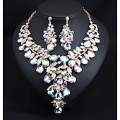 voordelige Sieradensets-Bruidssieradensets 1 set Kristal Strass Legering 1 Ketting Oorbellen Dames Uitspraak Kleurrijk Schattig Zin in hebben Bloem Onregelmatig Sieraden set Voor Bruiloft Feest